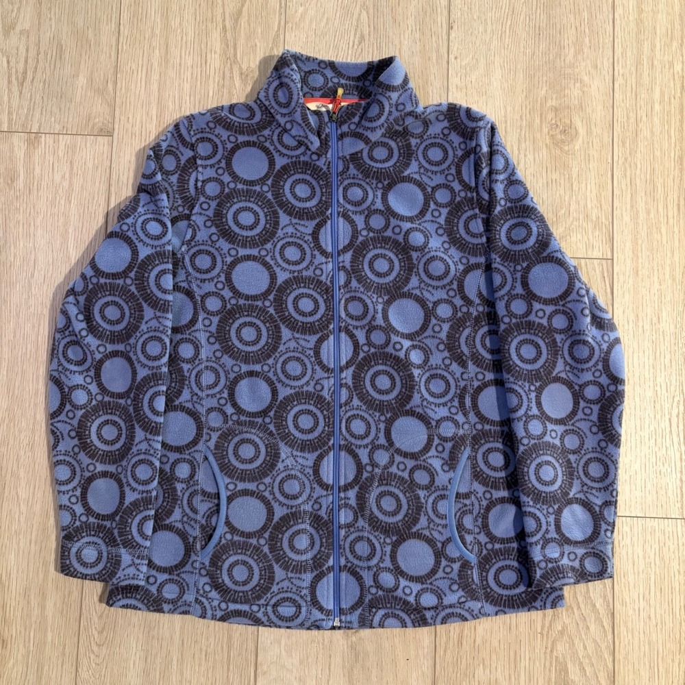 Vintage Woolrich~Women Size L Midweight Purple Geometric Full Zip Fleece Jacket